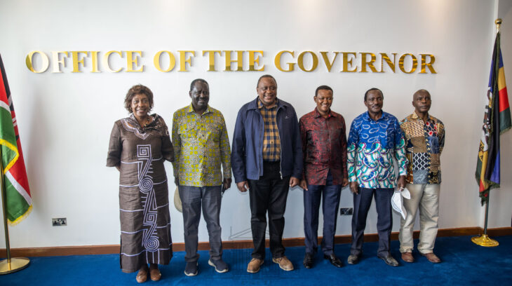 As part of President Uhuru’s plea for unity, Uhuru secretly invited Raila to the Ukambani tour, a move that surprised local leaders including the Wiper party leader who had not expected the latter's arrival. Photo: State House/Twitter.