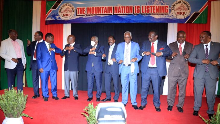 One Kenya Alliance Principals Musalia Mudavadi, Kalonzo Musyoka, Gideon Moi and Moses Wetangula held a meeting with billionaires from the Mt Kenya region on Thursday, October 7.