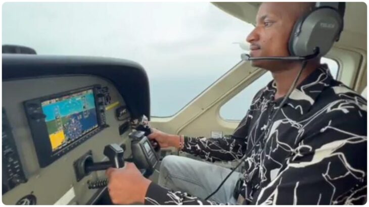 Embakasi East MP Babu Owino shares video piloting plane through the skies 