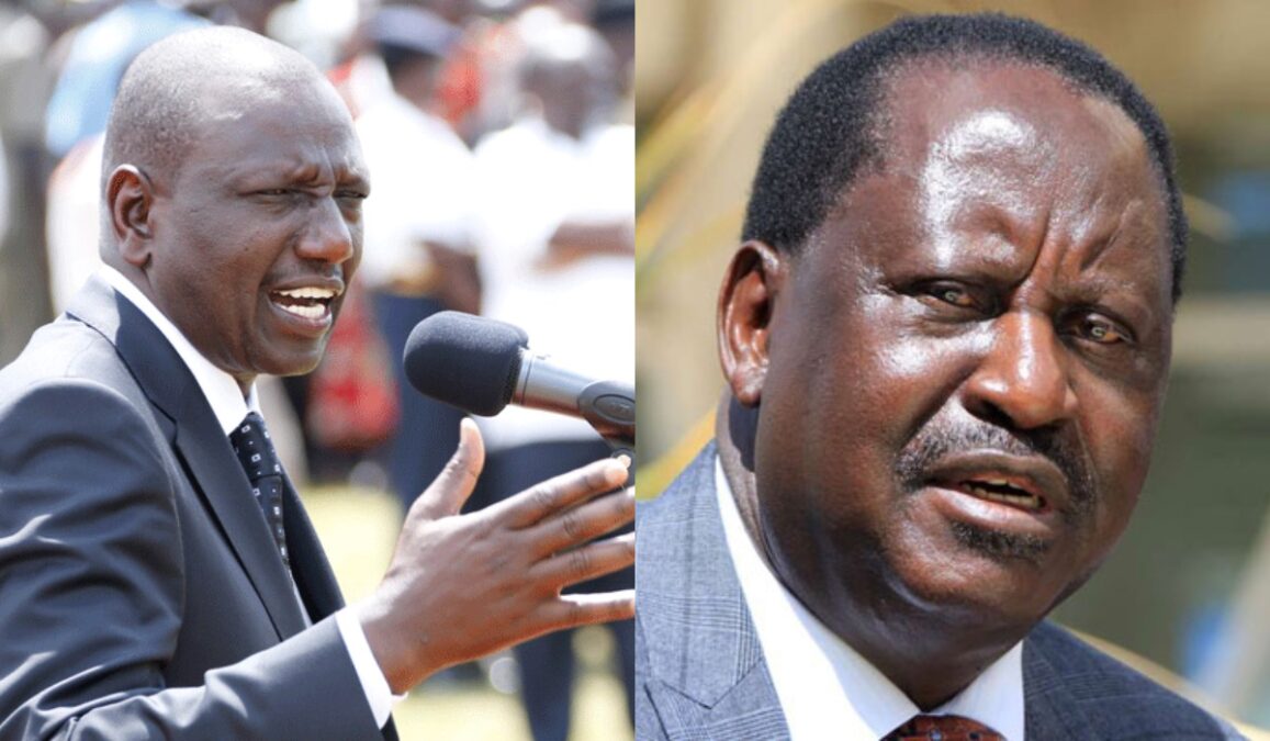 Raila Odinga and William Ruto wrestling for Kisii votes