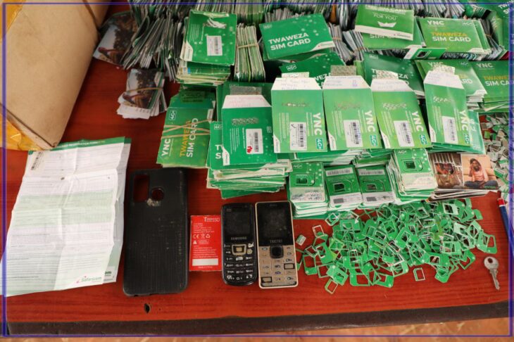 The suspects use information sourced from the IEBC voter register to swap SIM cards then access the victim's mobile money accounts to siphon cash. Photo: DCI/Twitter