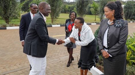 This photo of Rachel Ruto respectfully shaking hands with the DP got Kenyans talking. Photo: Rachel Ruto.