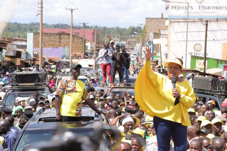 Kirinyaga woman rep Purity Wangui Ngirici has launched a fresh attack on her biggest political opponent in the 2022 polls, Governor Anne Waiguru. Photo: William Ruto/Twitter. 