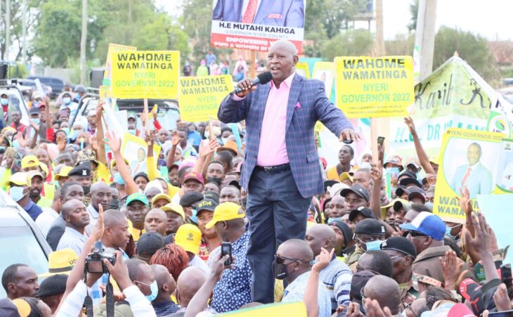 Governor Mutahi Kahiga joined Deputy President William Ruto’s campaigns in Nyeri County on Monday, December 6.