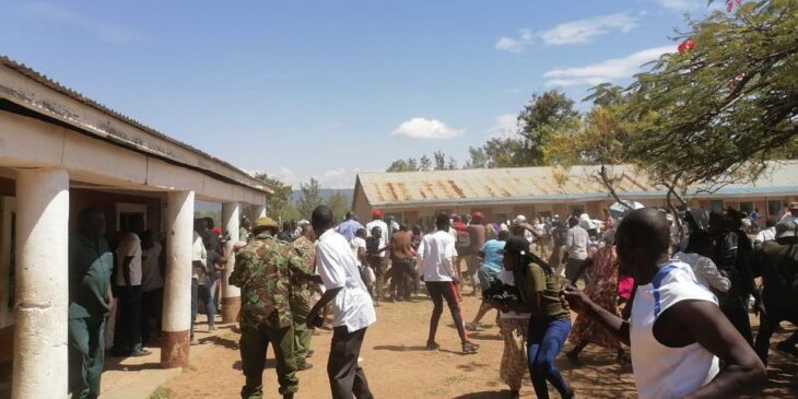 ODM leader Raila Odinga’s Sister Ruth Odinga was on Tuesday, April 19, forced to flee from Uriri Primary School after chaos erupted during the ongoing ODM nominations.