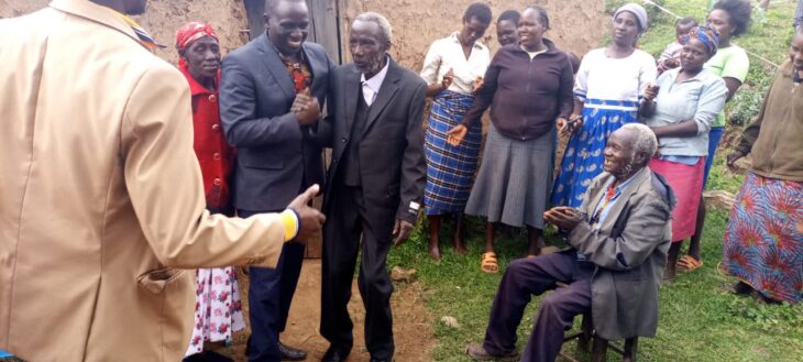 On Sunday, July 10, a picture of a frail-looking old man addressing Elgeyo Marakwet Governor Alex Tolgos's campaign meeting surfaced online.