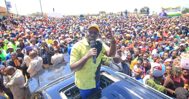 Last weekend, Azimio la Umoja One Kenya Coalition party flag bearer Raila Odinga led his presidential campaigns in Rift Valley, a region believed to be William Ruto's political bedrock.