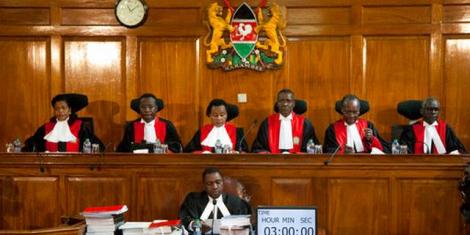 Supreme Court Judges who heard and determined the 2017 presidential petition successfully  filed by Raila Odinga against President Uhuru Kenyatta.