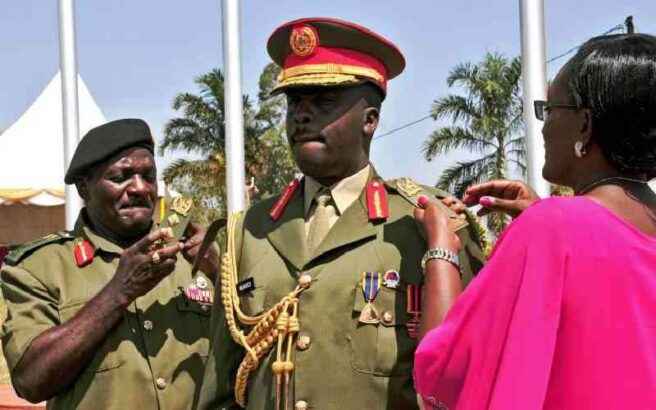 Uganda President Yoweri Museveni has promoted his elder son Muhoozi Kaneirugaba from the rank of Lieutenant to the rank of full General.