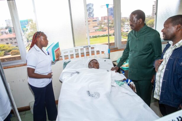 Opposition leader Raila Odinga on Tuesday, April 4, visited his supporters who were injured during the Azimio demonstrations last week.